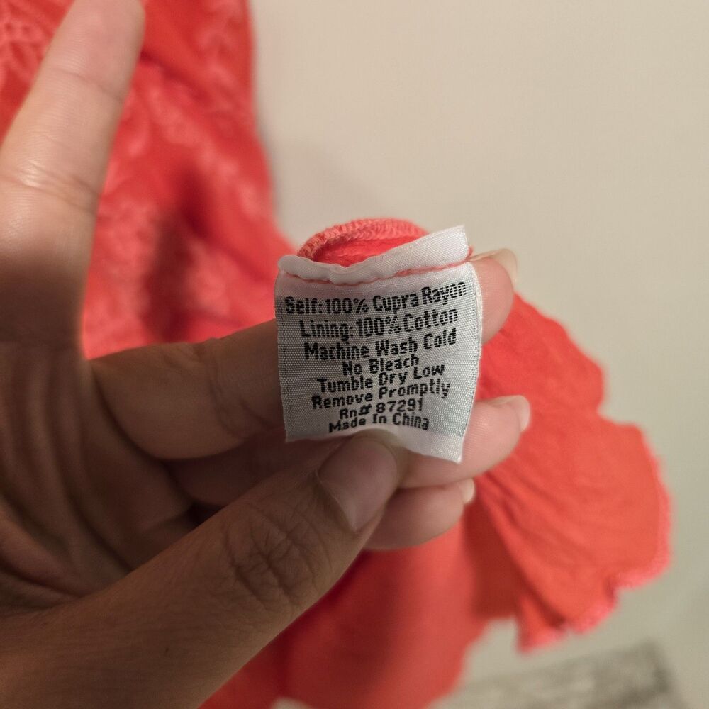 Johnny Was Dress Large Coral Embroidered Sleeveless Lace Swing V Neck READ - Picture 10 of 10